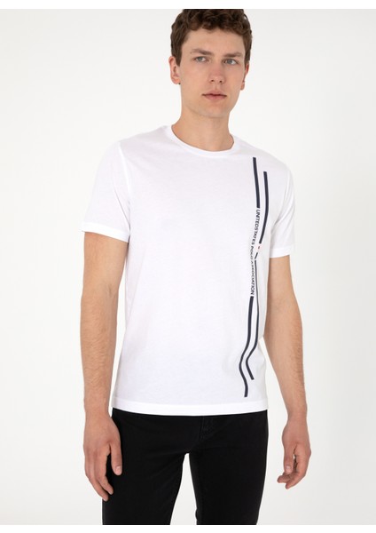 Bisiklet Yaka Beyaz Erkek T-Shirt Lıonel modelleri