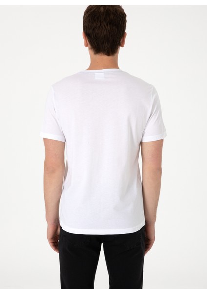 Bisiklet Yaka Beyaz Erkek T-Shirt Lıonel indirimleri