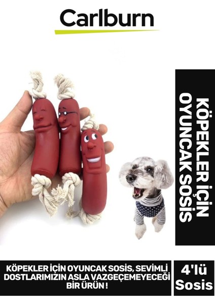 Özel Üretim Dayanıklı Eğitim Çene Kası Kuvvetlendirici Köpek Evcil Hayvan Oyuncak 4'lü 40CM Sosis