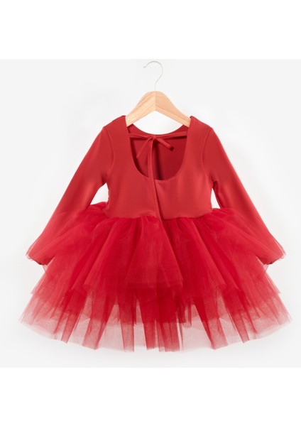 Kırmızı Tütü Etekli Kız Çocuk Balerin Elbise - Miranda