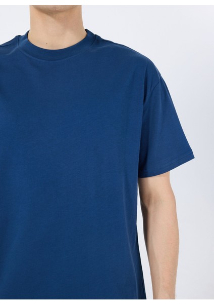 Yuvarlak Yaka Yuvarlak Yaka Indigo Erkek T-Shirt STNOT0003 STNOT0003 fırsatları