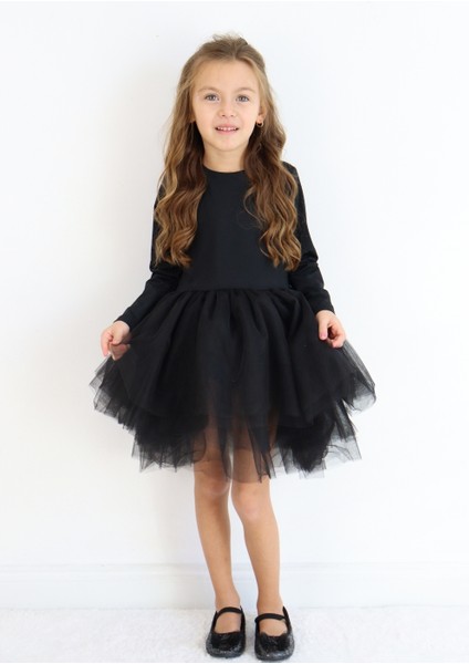 Siyah Tütü Etekli Kız Çocuk Balerin Elbise - Miranda modelleri