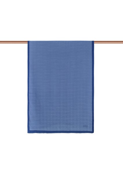 Metalik Mavi Ipekevi Monogram Şal 4356