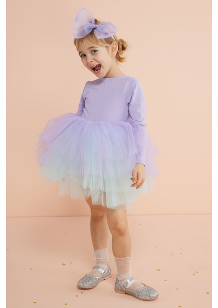Lila Tütü Etekli Kız Çocuk Balerin Elbise - Miranda