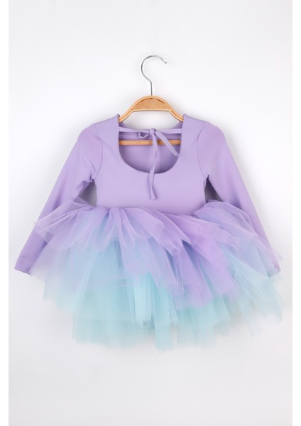 Lila Tütü Etekli Kız Çocuk Balerin Elbise - Miranda