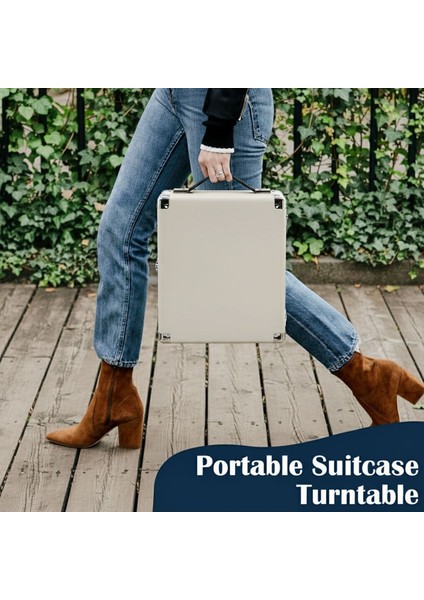 Record Master RM-311 Açık Gri Renkli Pikap - Tüm Plaklar Ile Uyumlu - Power Bank Lere Bağlanarak Kullanılabilme fırsatları