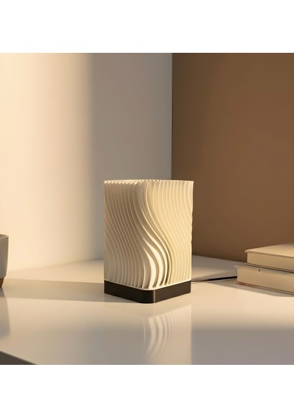 Modern Dalgalı Tasarım Abajur | Dekoratif Masa Lambası