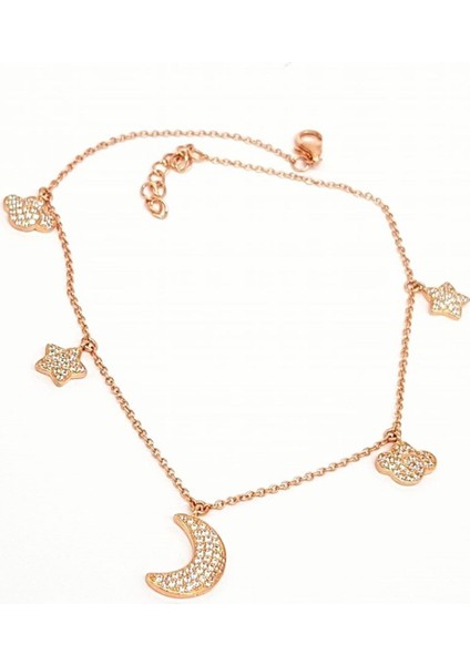 Ay Yıldız ve Bulut Figürlü İtalyan Tasarımı Halhal fiyatları