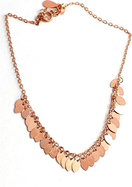 925ayar Gümüş üzerine Rose Altın Kaplama Pullu Halhal fiyatları