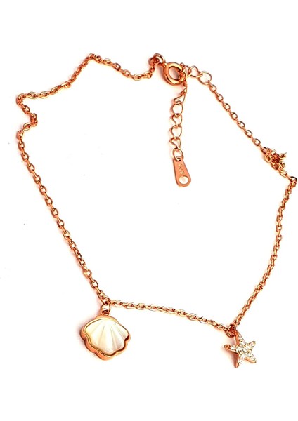 Sedef ve zirkon taşlı gümüş rose trend halhal fiyatları