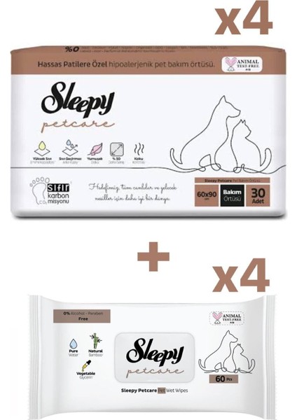 Çiş Pedi Petcare 120 Adet Kedi ve Köpek Islak Havlusu 240 Adet