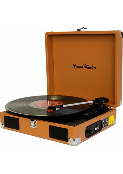 Record Master RM-311 Kahverengi Renkli Pikap - Tüm Plaklar Ile Uyumlu - Power Bank Lere Bağlanarak Kullanılabilme
