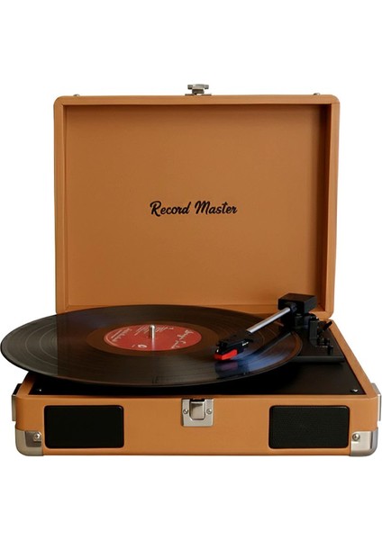 Record Master RM-311 Kahverengi Renkli Pikap - Tüm Plaklar Ile Uyumlu - Power Bank Lere Bağlanarak Kullanılabilme modelleri