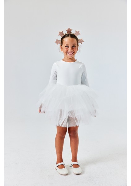 Ekru Tütü Etekli Kız Çocuk Balerin Elbise - Miranda