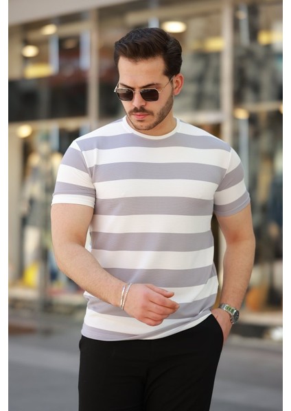 Erkek Çift Renk Pamuklu Örme Kumaş Kısa Kollu T-Shirt