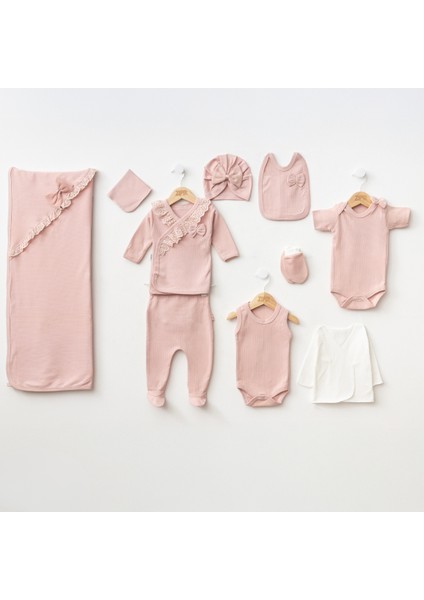 Kız Bebek Organik 0-3 Ay Raporlu Fistolu 10 Parça Hastane Çıkış Zıbın Seti