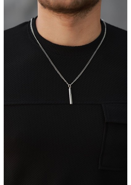 Erkek Cepli Kolyeli Kısa Kollu Örme Kumaş T-Shirt modelleri