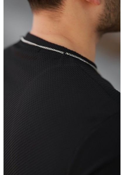 Erkek Cepli Kolyeli Kısa Kollu Örme Kumaş T-Shirt fırsatları