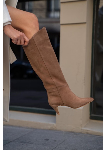 Edison Camel Süet Hakiki Deri Çizme