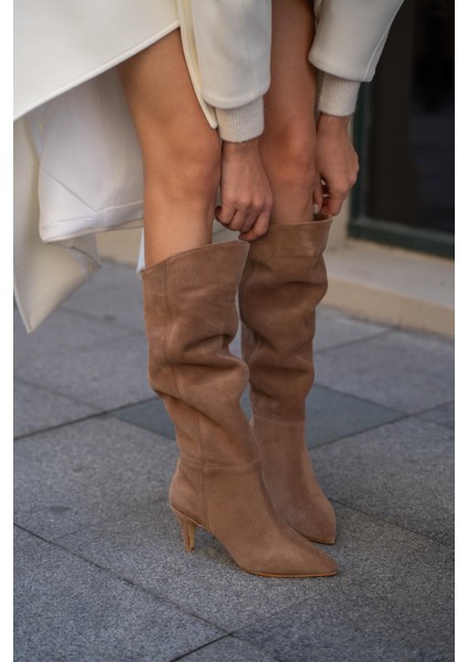 Edison Camel Süet Hakiki Deri Çizme modelleri