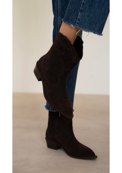 Riry Kahve Süet Hakiki Süet Kadın Bot