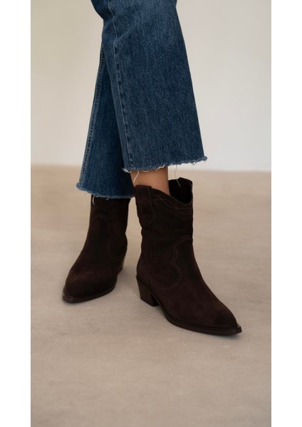 Riry Kahve Süet Hakiki Süet Kadın Bot modelleri