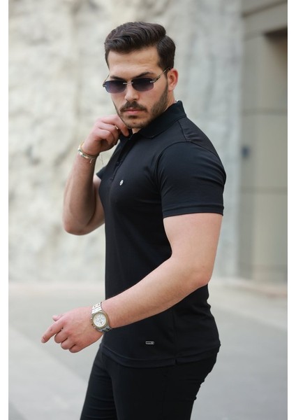 Erkek Yakalı Arma Detaylı Kısa Kollu Tişört fiyatları