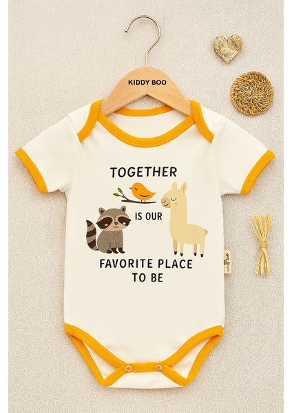 2 Li %100 Pamuk Organik Baskılı Unisex Kız Erkek Bebek Çıtçıtlı Bady Zıbın Together Is Our-Love Mama fiyatları
