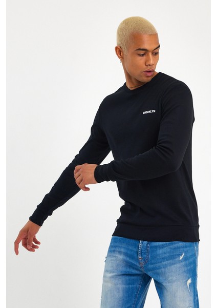 Süperlife Bisiklet Yaka Uzun Kollu Dar Kalıp Ince Erkek Sweatshirt SPR2019K18 fırsatları