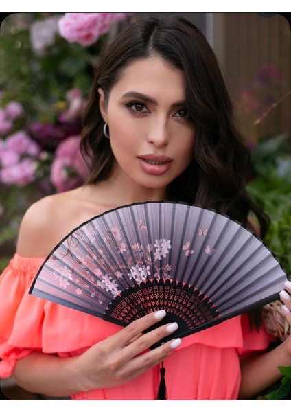 - Çiçek Desenli Şık Yelpaze W112