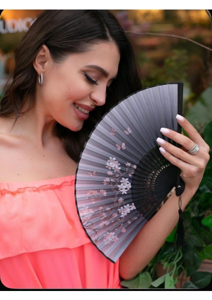 - Çiçek Desenli Şık Yelpaze W112