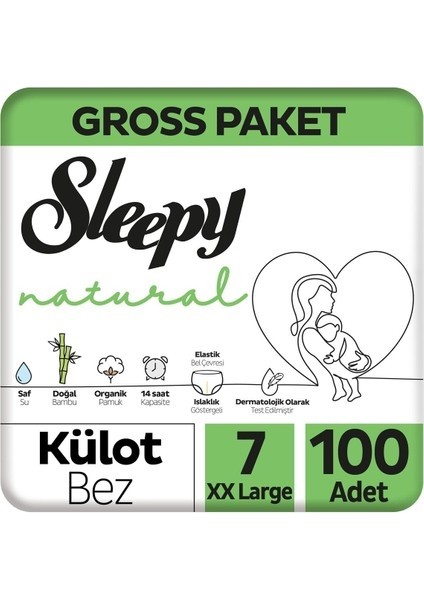 Nessiworld Sleepy Natural Külot Bez Gross Paket 7 Beden 100 Adet