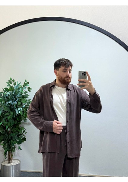 Koyu Mürdüm Ares Erkek Keten Alt Üst Takım Yazlık Gömlek ve Pantolon Seti Nefes Alan Kumaş fiyatları