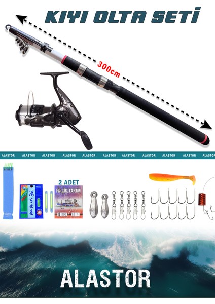 Hazır Tam Takım Kıyı Olta Seti 300CM Olta Kamışı 75-150GR Hobi Kıyı Olta Seti