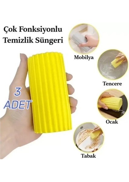 (3 Adet ) Çok Amaçlı Nemli Sünger, Pva Temizlik Süngeri, Toz Alma Süngeri, Silgi Sünger