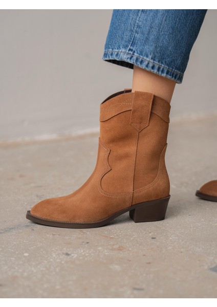 Riry Camel Süet Hakiki Süet Kadın Bot