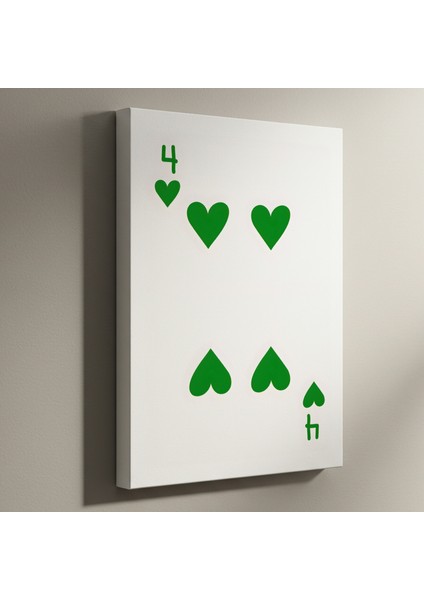 Minimalist Yeşil Kalpler Soyut Sanat Tablosu