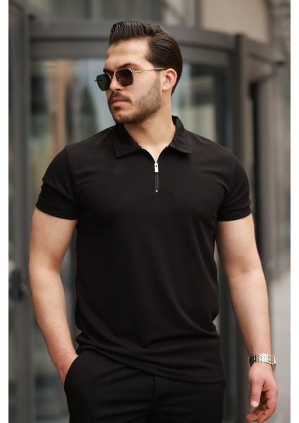 Erkek Yakalı Fermuarlı T-Shirt Şort Ikili Takım modelleri