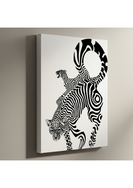Çizgisel Leopar Soyut Sanat Tablosu