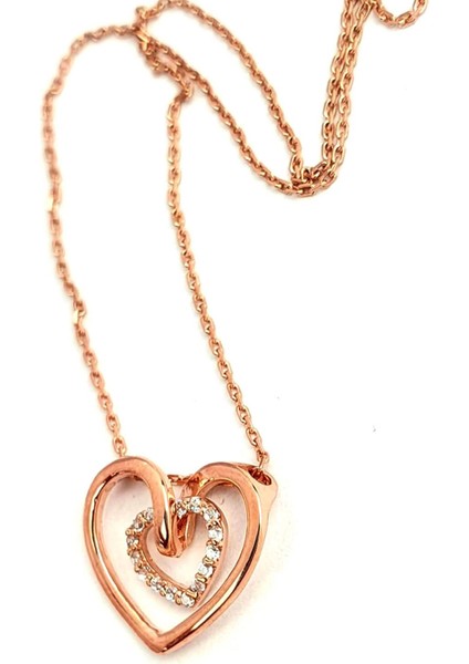 Zirkon Taşlı 925 ayar Gümüş Kalp Kolye