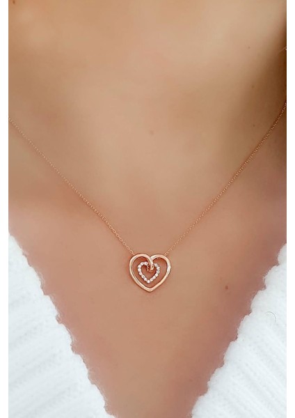 Zirkon Taşlı 925 ayar Gümüş Kalp Kolye fiyatları