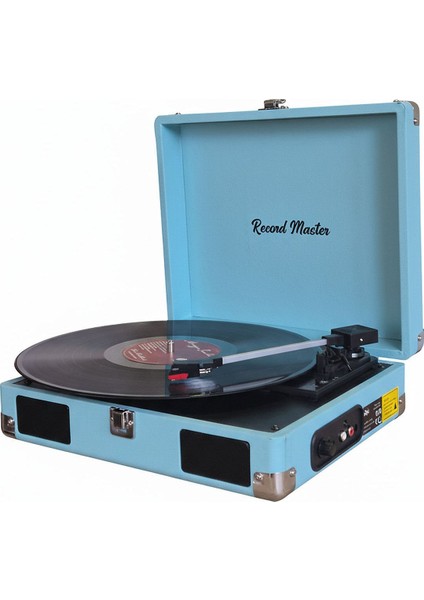 Record Master RM-311 Mavi Renkli Pikap - Tüm Plaklar Ile Uyumlu - Power Bank Lere Bağlanarak Kullanılabilme