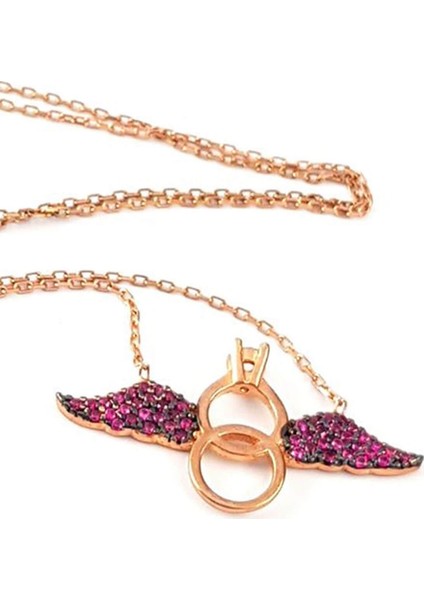 melek kanadi tek tas detayli ask kolyesi