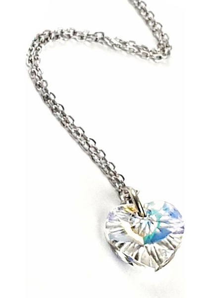 Swarovski taşlı kalpli gümüş aşk kolyesi