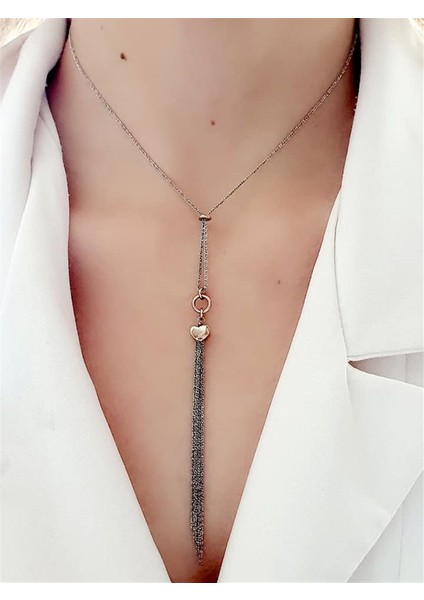 italyan kalp figürlü 925 ayar gümüş lüks y kolye