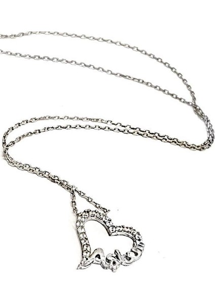 Aşkım Yazılı Gümüş Aşk Kolyesi