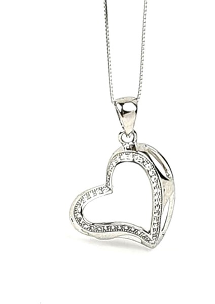 italyan tasarımı pırlanta ışıltısında zirkon taşlı gümüş kalp kolye fiyatları