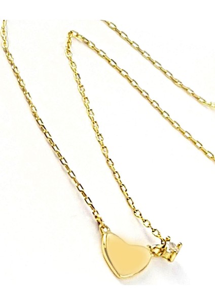 Swarovski taşlı altın işçiliğinde minimal kalpli gümüş kolye