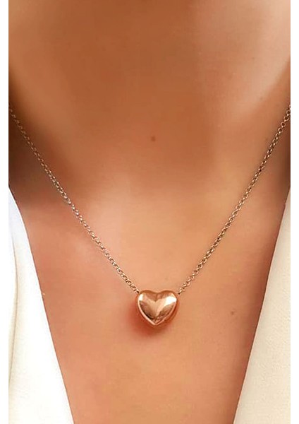 İtalyan tasarımı 925 ayar gümüş bombeli lüks kalp kolye fiyatları