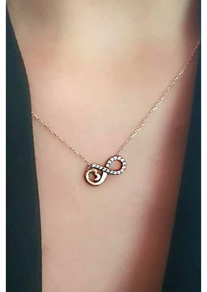 Sonsuzluk figürlü gümüş rose kolye fiyatları